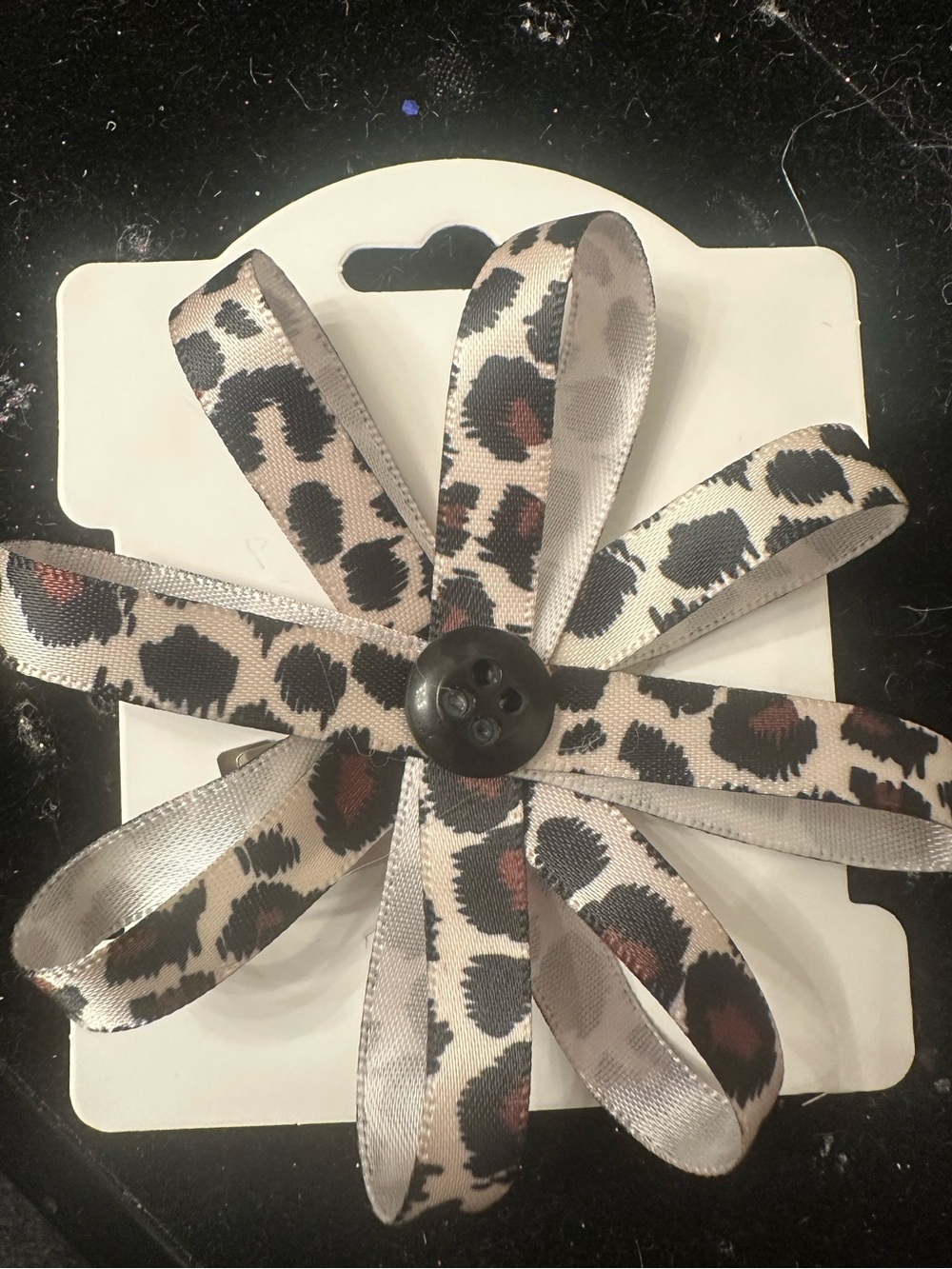 Leopard Print Ribbon Bow Hair Clip